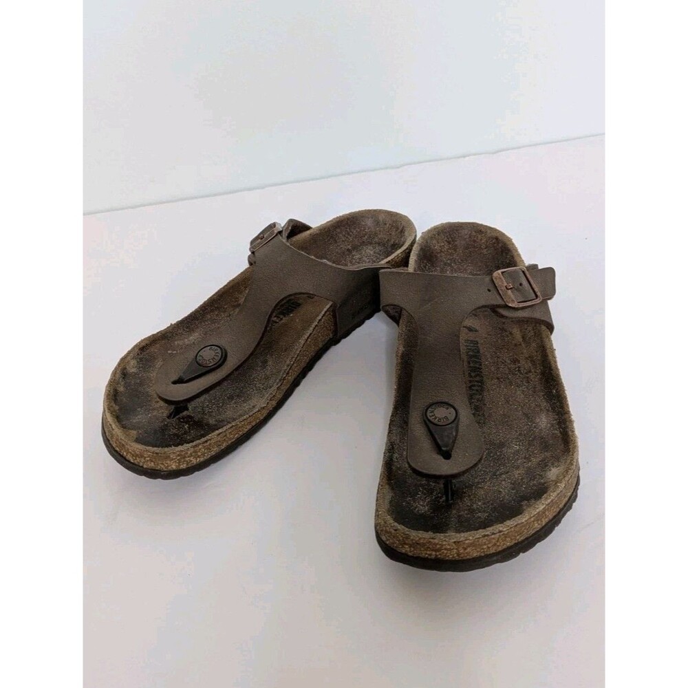 Birkenstock Gizeh Brown Leather Thong Sandals EU 34 US Kids 3 Women 3.5 Narrow